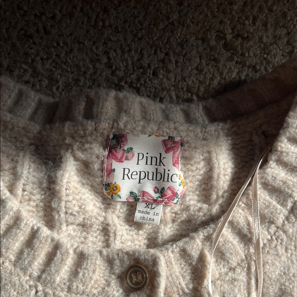 Pink Republic Beige Cable Knit Cardigan - Picture 3 of 5